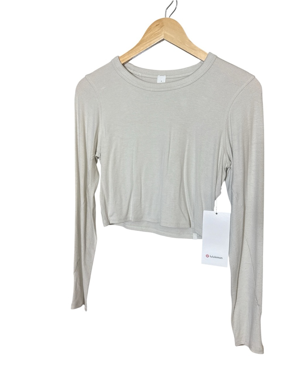Lululemon Hold Tight Straight-Hem Cropped LS Bone Size 8 NWT - Picture 4 of 6